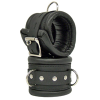 Black Leather Tick Padded Cuffs