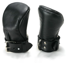 Black Leather Locking Fist Mitts